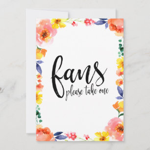 Wedding Fans Calligraphy Affordable Floral Sign