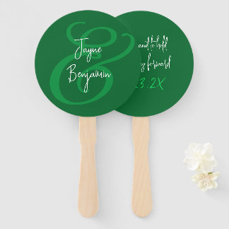 Wedding Fans Have and Hold Saying Green