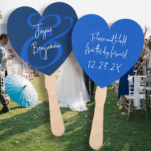 Wedding Fans Have and Hold Saying Navy Blue