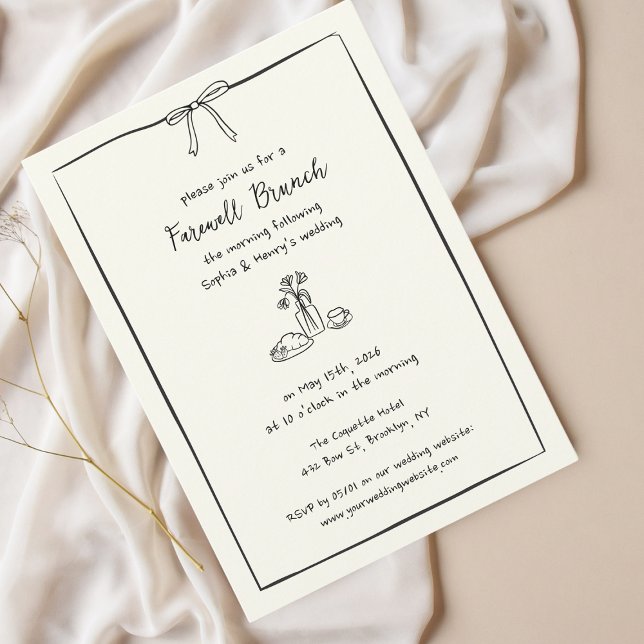 Wedding Farewell Brunch Timeless Hand Drawn Invitation (Creator Uploaded)