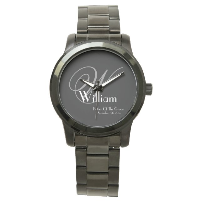 Wedding Father Of Groom Gift Monogram Cool Classic Watch (Front)