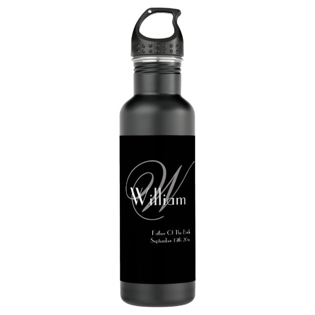 Wedding Father Of The Bride Gift Modern Monogram  710 Ml Water Bottle (Front)