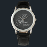 Wedding Father Of The Bride Gift Monogram Sports  Watch<br><div class="desc">Wedding Father Of The Bride Gift Monogram Modern Sports Watch. Click personalise this template to customise it with the Monogram initial, the name and the marriage date quickly and easily. Wedding Father Of The Bride Gift Monogram Sports Watch, is part of the Parent Gifts Collection in this store. 30 Day...</div>
