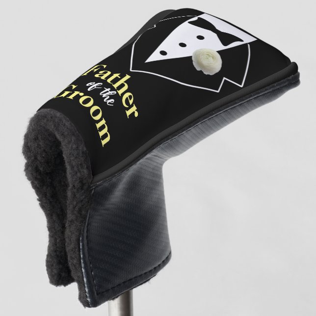 Wedding Father of the Groom Tuxedo Personalised Golf Head Cover (3/4 Front)