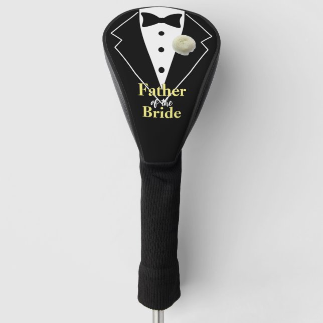 Wedding Father of the Groom Tuxedo Personalised Golf Head Cover (Front)