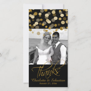 Wedding Faux Gold Glitter Dots Thank You Card