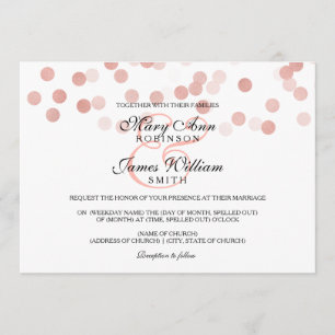 Wedding Faux Rose Gold Foil Glitter Lights Invitation