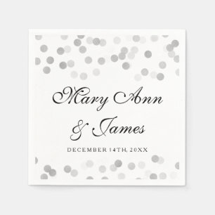Wedding Faux Silver Foil Glitter Lights Napkin