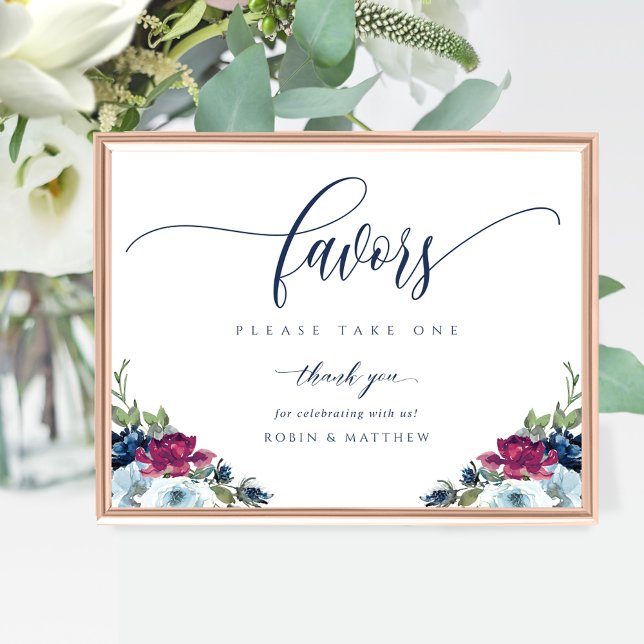 Wedding Favor Berry, Blue, Burgundy Floral Sign (Creator Uploaded)