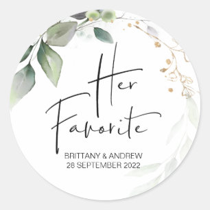 Wedding Favor Her Favorite Treat Box Cute Classic Round Sticker