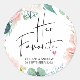 Wedding Favor Her Favorite Treat Box Cute Classic Round Sticker