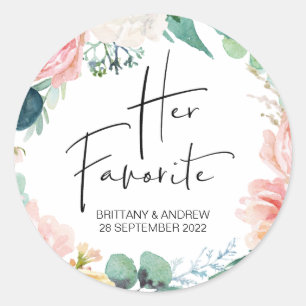 Wedding Favor Her Favorite Treat Box Cute Classic Round Sticker