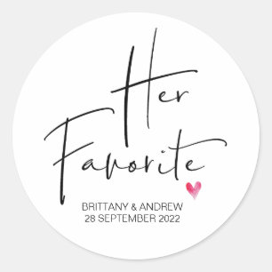 Wedding Favor Her Favorite Treat Box Cute Classic Round Sticker