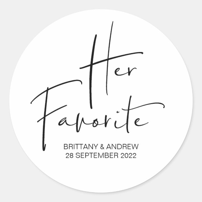 Wedding Favor Her Favorite Treat Box Cute Classic Round Sticker (Front)