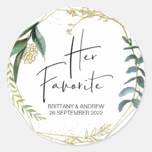 Wedding Favor Her Favorite Treat Box Cute Classic Round Sticker