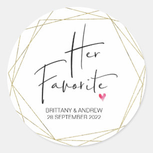 Wedding Favor Her Favorite Treat Box Cute Classic Round Sticker