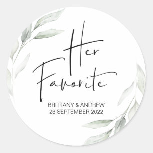 Wedding Favor Her Favorite Treat Box Cute Classic Round Sticker