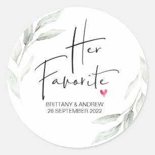 Wedding Favor Her Favorite Treat Box Cute Classic Round Sticker