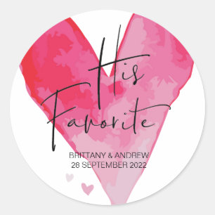 Wedding Favor His Favorite Treat Box Cute Classic Round Sticker