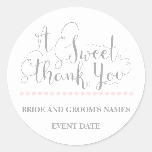 WEDDING FAVOR STICKER phrase "A Sweet Thank You" (Front)