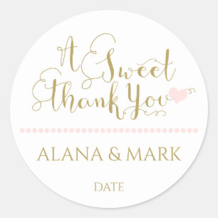 WEDDING FAVOR STICKER phrase "A Sweet Thank You"