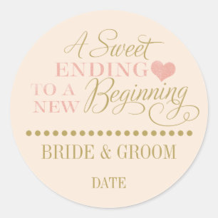 WEDDING FAVOR STICKER rose gold Sweet ending