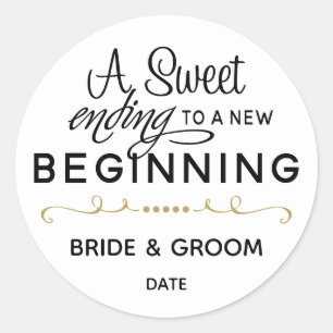WEDDING FAVOR STICKER   SWEET ENDING NEW BEGINNING