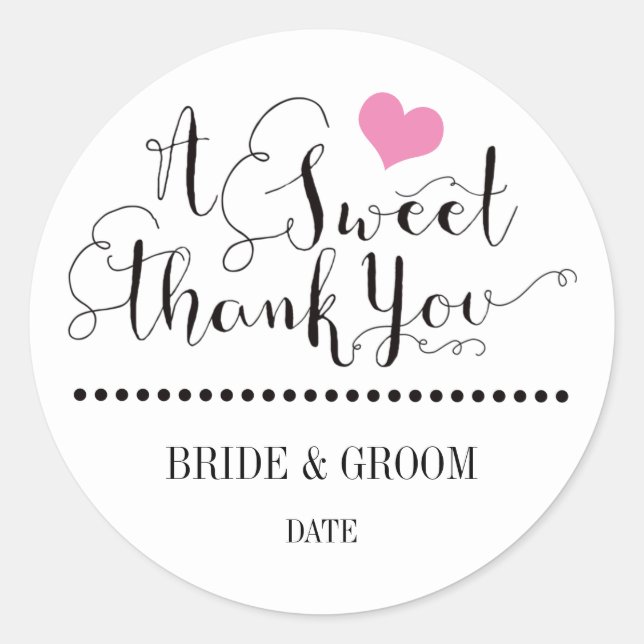WEDDING FAVOR STICKER Sweet thank you. (Front)