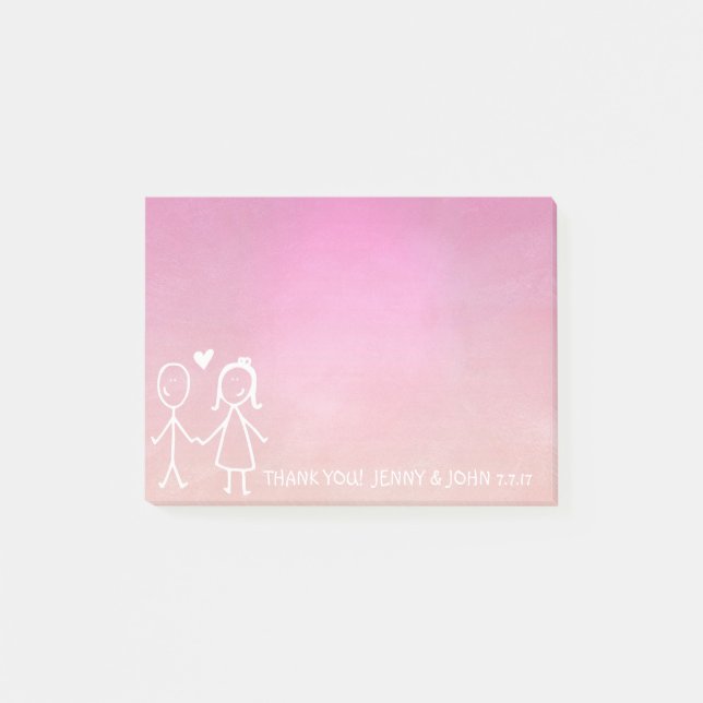 Wedding Favor Thank You Chalkboard Ombre Pink Post-it Notes (Front)