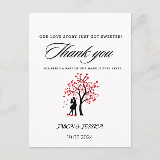 Wedding Favor  Thank You Custom Tag  Postcard (Front)