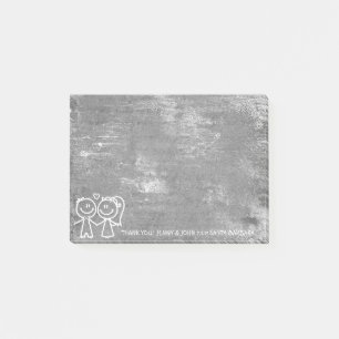 Wedding Favor Thank You Gray Distressed Silver Post-it Notes