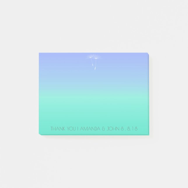 Wedding Favor Thank You Ocean Blue Ombre Post-it Notes (Front)