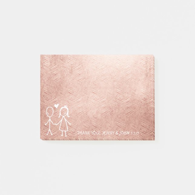 Wedding Favor Thank You Pink Gold Pastel Post-it Notes (Front)