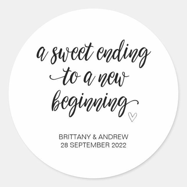 Wedding Favor Treat Bag Jam Jar Sweet Beginning Cl Classic Round Sticker (Front)