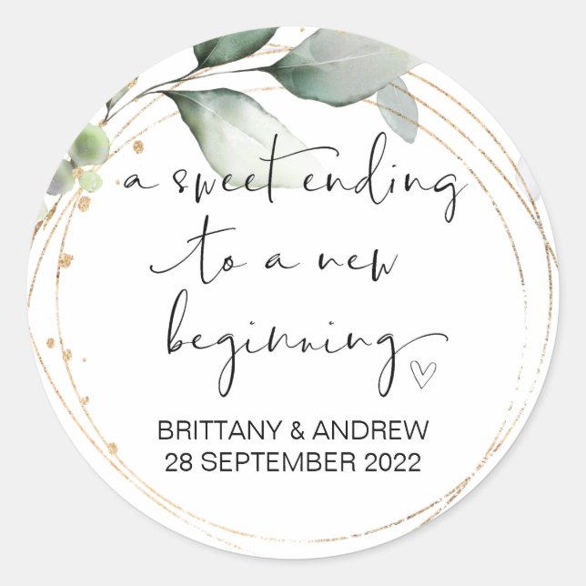 Wedding Favor Treat Bag Jam Jar Sweet Beginning Classic Round Sticker (Front)