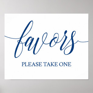Wedding Favors Sign in Navy Blue Calligraphy