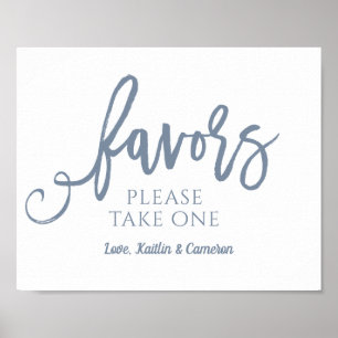 Wedding Favors Sign "Please Take One"   Dusty Blue