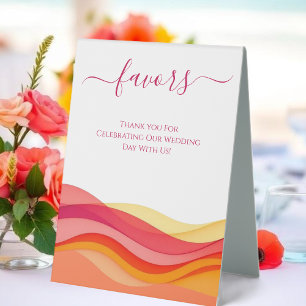 Wedding Favors Sign-Sunset Color Waves