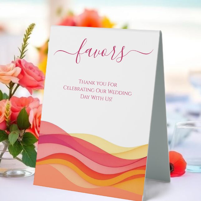 Wedding Favors Sign-Sunset Color Waves (Wedding Favors Sign-Sunset Color Waves Table Tent)