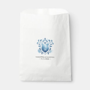 Wedding Favour Bags Blue Monogrammed Crest