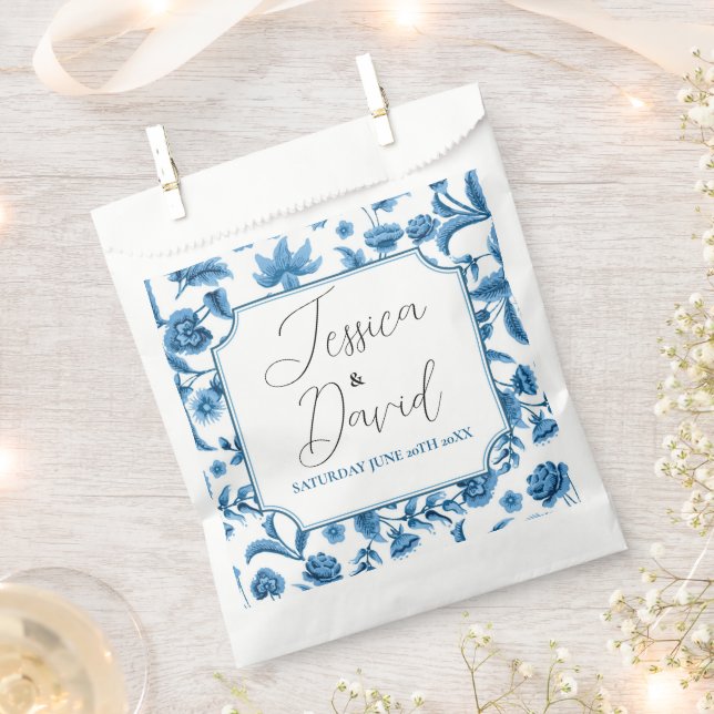 Wedding Favour Bags Chintz Blue & White Floral  (Clipped)