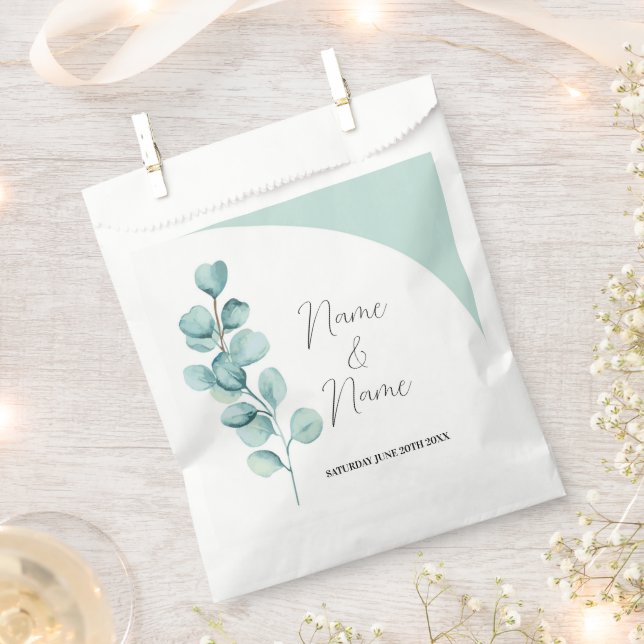 Wedding Favour Bags Eucalyptus Green Leaves Simple (Clipped)