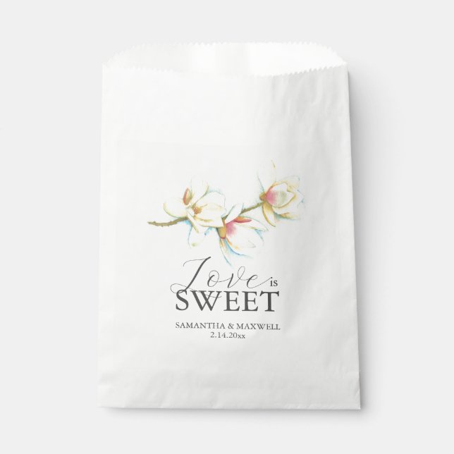 Wedding Favour Bags Love Is Sweet White Flowers (Front)