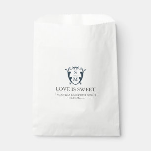 Wedding Favour Bags Monogram Navy Blue