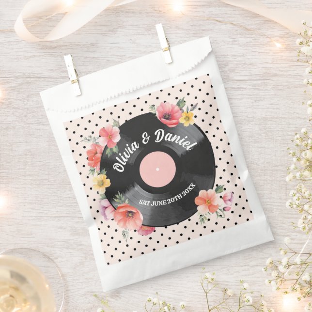 Wedding Favour Bags Music Record Floral 1950s  (Clipped)