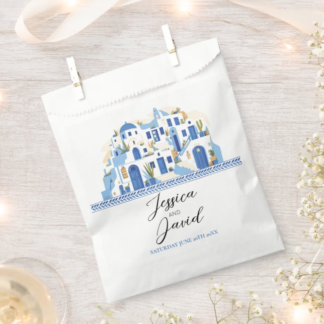 Wedding Favour Bags Santorini Greece Blue White (Clipped)