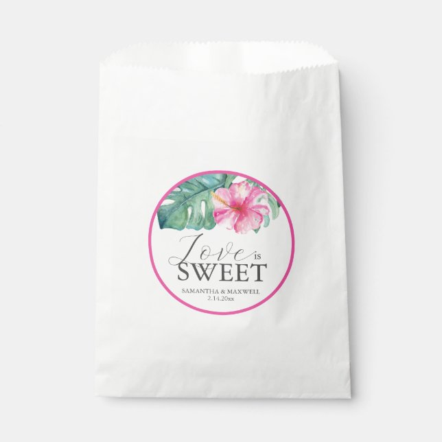 Wedding Favour Bags Tropical Pink Flower (Front)