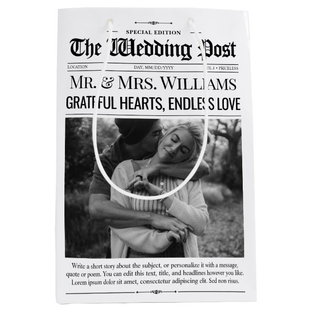 Wedding Favour Bags Wedding Newspaper Gift Bag (Front)
