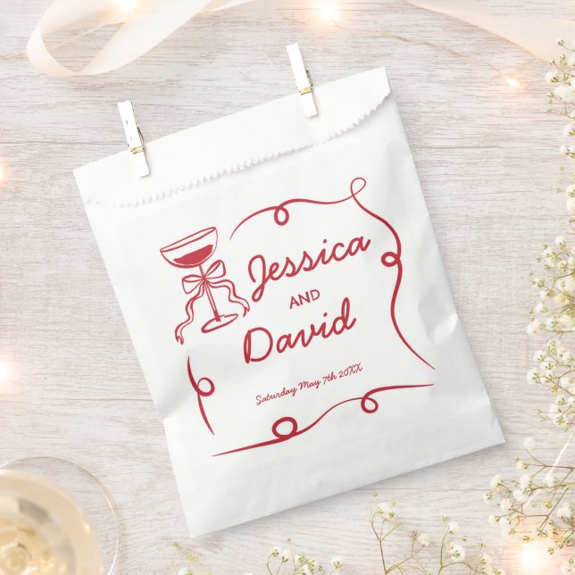 Wedding Favour Bags Whimsical Hand Drawn Red (Clipped)