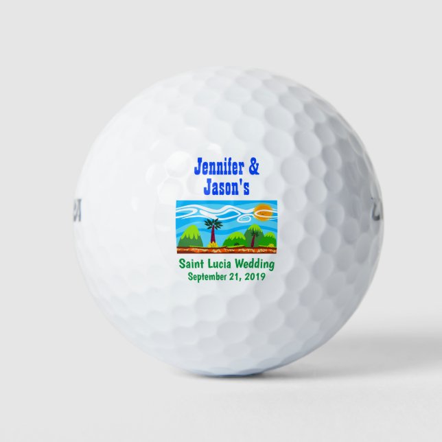 Wedding Favour Beach Tropical Destination Golf Balls (Front)